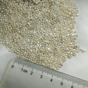 Perles d'eau douce naturelles pour bijoux DIY SZLZ102-167, demi-percées, forme bouton, forte brillance, 6-7mm, couleur naturelle - Product Image 2