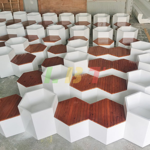 Fiberglass Flower Pot Stool 3600*695*650mm Durable Outdoor Patio <b>Bench</b> Modern Design - Product Image 4