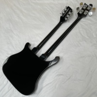 R-Brand Black Electric Bass Guitar with 4+12 Strings White Pickguard Red Chrome Hardware