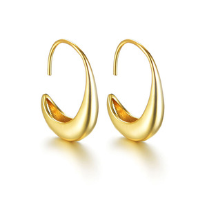 VEROMCA-pendientes sencillos <span class=keywords><strong>de</strong></span> cobre con forma <span class=keywords><strong>de</strong></span> luna y gancho para las orejas, joyería lisa - Product Image 1
