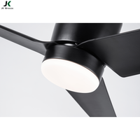 Ventilateur de plafond 52 pouces avec lumière, noir, 3 pales, télécommande, LED 3 couleurs, ventilateur lustre encastré pour salon et chambre