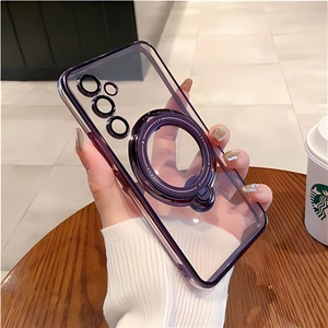 Coque Souple Dégradée Violette Très Tendance pour Samsung Galaxy A15 avec Support Magnétique Transparent Électroplaqué Scintillant - Product Image 3
