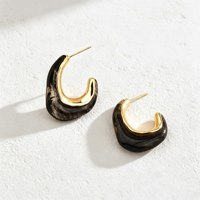 Boucles d'oreilles demi-cercle résistantes à l'eau en résine acrylique nacrée marron écaille de tortue géométrique CustomJewelry