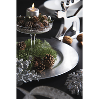 Assiettes de présentation en plastique argenté et platine Excelsa Luxury, 60-80 pièces, 33xH1,7x33 cm, pour la vaisselle et la décoration de table de fête