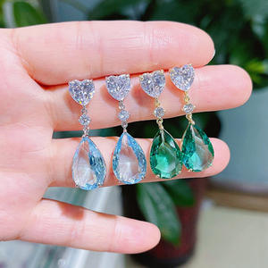 Pendientes de Cristal E1871 con Forma de Gota de Agua Azul Marino, Engaste de Garra, Joyería Clásica para Mujer, Estilo Fiesta - Product Image 6