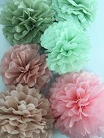Kit de pompons en papier - Fleurs en papier rose et vert sauge pour baby shower, mariage, enterrement de vie de jeune fille, fête d'anniversaire