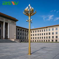 Lámpara Decorativa de Estilo Chino BSW, Poste de Luz con Flor de Loto y Base Dorada Ornamentada para Áreas Residenciales de Alta Gama