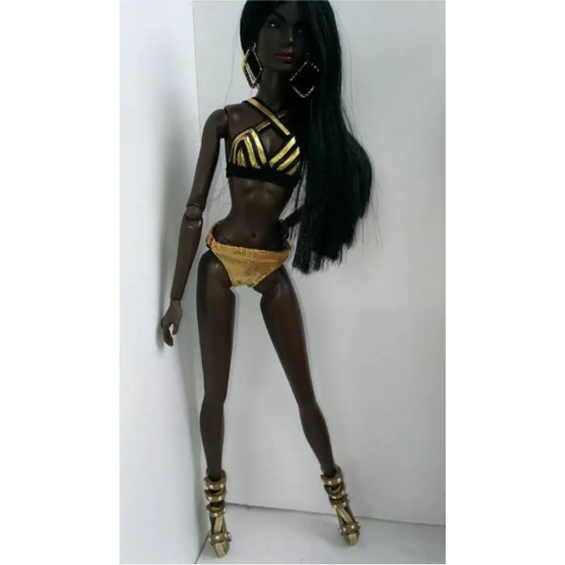 OEM 12 inch African Black Woman Plastic Doll Wearing Bikini