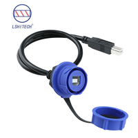 Câble USB industriel étanche mâle-femelle Type-B2.0 rond avec écrou arrière, 0,3-1m, pour équipement de contrôle industriel