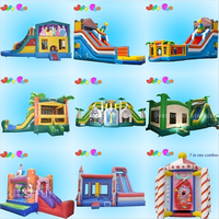 Jeux combo gonflables secs et humides 4 en 1, château gonflable avec toboggan à double voie à vendre