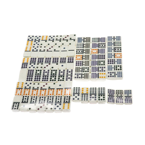 DOUBLE <span class=keywords><strong>DOMINO</strong></span> 15 Carreaux de <span class=keywords><strong>domino</strong></span> écologiques en urée et mélamine avec des points de couleurs vives pour les rendre plus faciles à identifier - Product Image 6