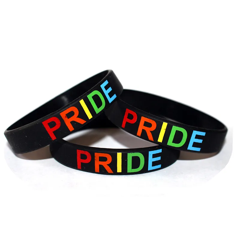 Bracelet personnalisé en Silicone, pour la Gay, en relief, coloré, arc-en-ciel, ai, jusqu'au 18