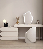 Coiffeuse moderne personnalisée avec miroir sur pied et éclairage Garde-robe en PVC Meubles en bois pour femmes filles Application pour la chambre à coucher