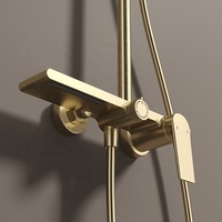 Ensemble de douche de luxe multifonctionnel Kaiping en laiton finition or brossé pour salle de bain complète