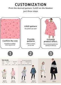 <b>Personalized</b> Polyester Soft Wearable Hood with Big Pocket Oversized Hoodie <b>Blanket</b> for Adult Kids - Product Image 3
