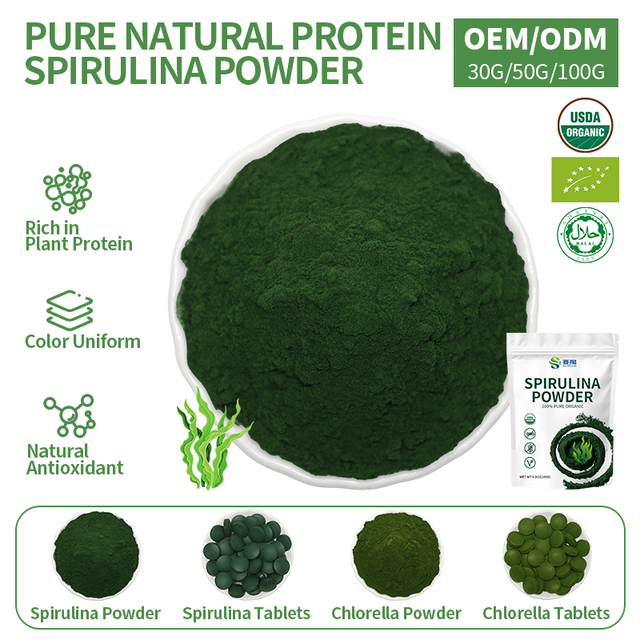 EU&NOP Organic Wholesale Spirulina Powder Bluk Spiruline En Poudre Alga Spirulina Price Green Organic Spirulina Powder for Sale