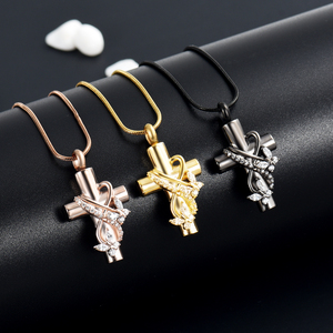 Collane con urna per ceneri gioielli per cremazione a farfalla per donna uomo croce Memorial Ash Pendant Keepsake Jewelry Gifts - Product Image 5