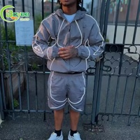 Survêtements de sport personnalisés pour hommes, imperméables, réfléchissants, en polyester et nylon, coupe-vent, ensemble court, streetwear, ensemble sweat à capuche et short