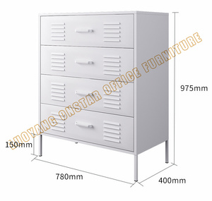Modern Home Furniture Dining White Black Metal Storage Cabinet 4 Drawer Furniture