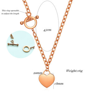 Collar con colgante de corazón de acero inoxidable con cierre de palanca para mujer, regalo, uso diario, opciones de color oro, oro rosa y plata. - Product Image 5