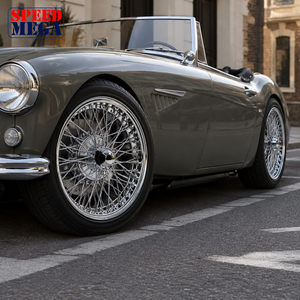 Rueda de alambre cromada con bloqueo central de 16x6 pulgadas, 60 radios, buje de 52 mm, compatible con Jaguar XK, coches deportivos clásicos - Product Image 3
