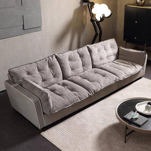 Sofá Seccional de Tres Plazas Sorrento de Estilo Minimalista Moderno, Tapizado en Cuero Genuino para Interiores de Villas y Residenciales - Product Image 2