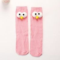 Logo personnalisé couleur bonbon 3D grands yeux chaussettes pour bébé avec motif de chat mignon équipage haut pour printemps automne et adolescents enfants mode