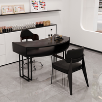Nouvel ensemble table et chaise de salon de manucure en bois massif en forme de S, options simple/double, application d'entrée
