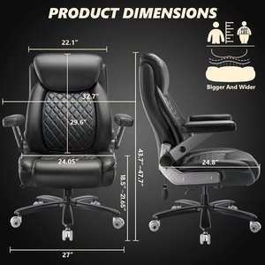 Big and Tall Office <strong>Chair</strong> with Pocket Spring Cushion 650LBS <strong>Large</strong> Heavy Duty Office <strong>Chair</strong> with 5D Flip <strong>Arms</strong> - Product Image 2
