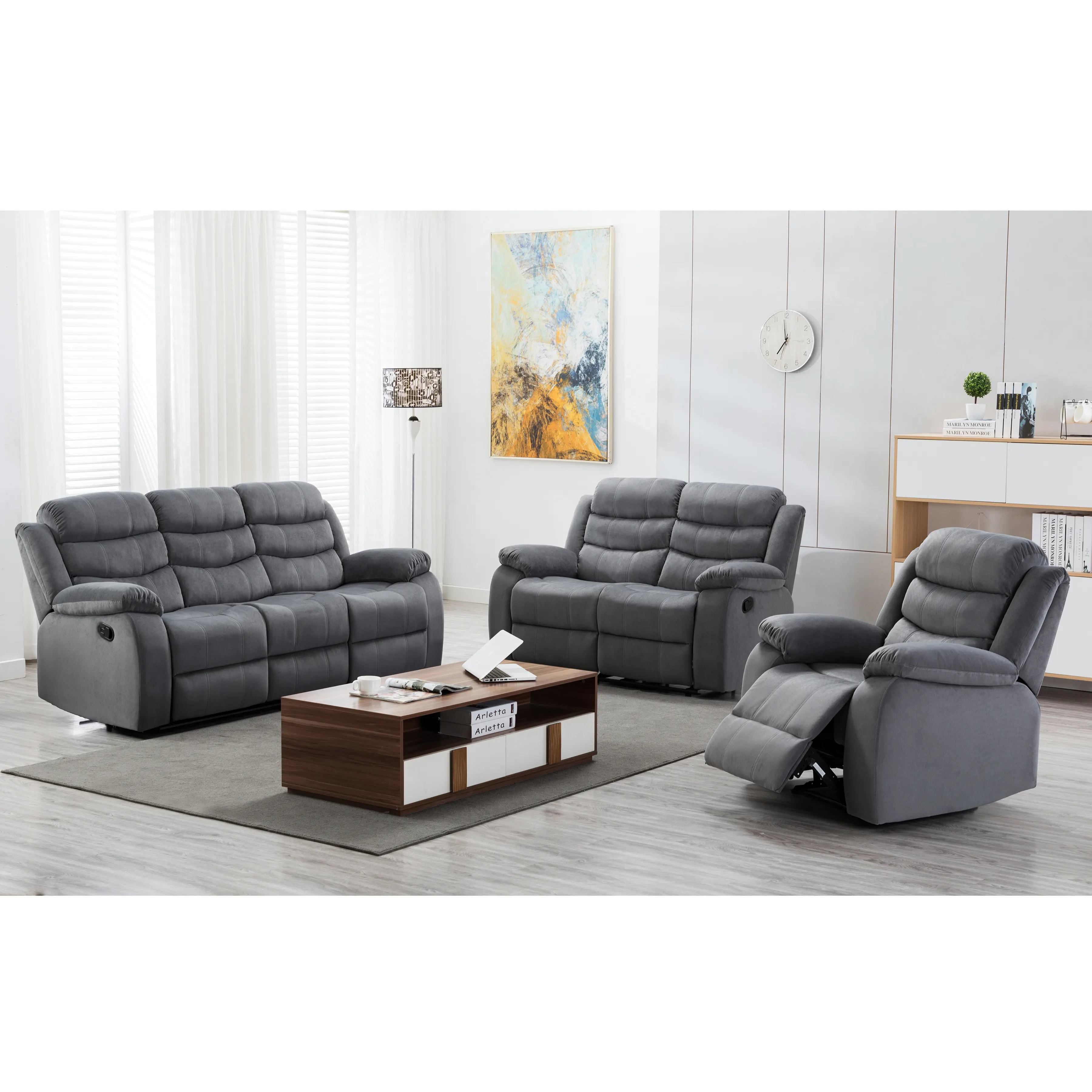 새로운 스타일 현대 reclinable 넓은 전원 전기 표준 1 2 3 4 5 6 7 seaters Reclining 거실 안락 의자 소파 세트