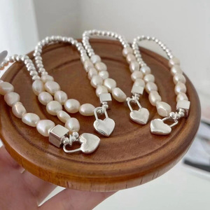 สร้อยข้อมือเงินแท้ S925 ประดับมุกบาโรกทรงหัวใจ สำหรับผู้หญิง ของขวัญ เครื่องประดับ - Product Image 4