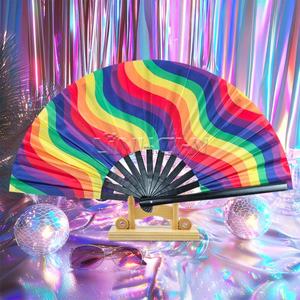 Grand ventilateur Rave à sublimation personnalisée de 13 pouces Motif de peinture traditionnelle Artisanat en bambou Musique souvenir Style promotionnel - Product Image 1