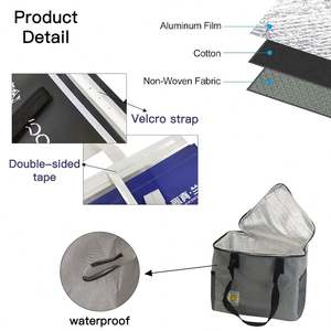 Sac isotherme de livraison de repas personnalisé avec logo, fermeture velcro, imperméable, portable, sac de courses non tissé isolé - Product Image 2