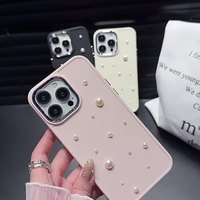 Coque de téléphone en TPU avec perles coréennes, design 3D de luxe, électroplaquée, souple et antichoc pour iPhone 16 15 14 13 Pro Max – Offre Spéciale