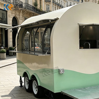 Food Truck Premium Professionnel, Cuisine Mobile en Acier Inoxydable, Chariot à Café Espresso et Pâtisserie