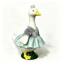 MSYO OEM ODM Vestes de canard princesse en robe violette, statue d'animal mignonne, décoration d'intérieur fantaisie, cadeau en polyester toutes saisons