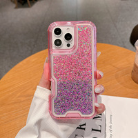 Étui de téléphone personnalisé OEM, couleurs dégradées, étui de téléphone brillant pour iPhone 15 Pro Max 16 17 Air Xs Max 12, étuis de téléphone scintillants 3 en 1