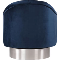 Chaise à baril pivotante rembourrée en velours bleu marine Tissu de loisirs Base dorée ou argentée pour lit en cuir modulaire de salon
