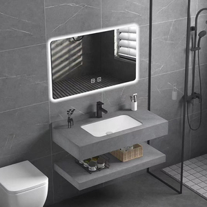 Coiffeuse <span class=keywords><strong>de</strong></span> <span class=keywords><strong>salle</strong></span> <span class=keywords><strong>de</strong></span> <span class=keywords><strong>bain</strong></span> suspendue en marbre blanc <span class=keywords><strong>de</strong></span> luxe avec pierre frittée, petite armoire murale flottante - Product Image 3