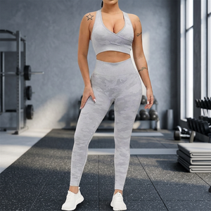 Conjunto Deportivo de Yoga para Mujer, Leggings de Cintura Alta, Sujetador Deportivo Corto, 2 Piezas, Ropa Deportiva, Talla Personalizada Disponible - Product Image 2