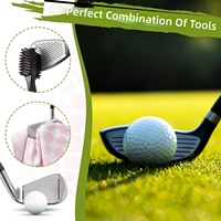 Kit d'accessoires de golf pour femmes, serviette gaufrée en microfibre rose à carreaux, brosse de nettoyage pour rainures de clubs, coffret cadeau