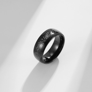 <b>Tungsten</b> Steel Black Ring 4mm 6mm 8mm Inlaid Simple Unisex Jewelry Gift Fashion Rings - Product Image 4