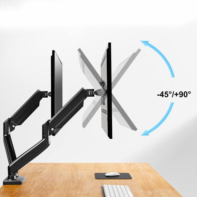 19.8lbs Dual Monitor Stand with C Clamp Single Grommet Mount Base Display Bracket Home Office 13"-32" Computer Screen Arm Desk