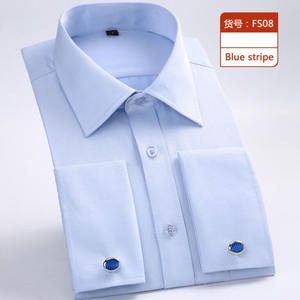 Chemise habillée pour <span class=keywords><strong>homme</strong></span> à poignets français, nouvelle chemise formelle à manches longues, boutons, coupe classique, boutons de manchette, chemise de smoking pour mariage - Product Image 5