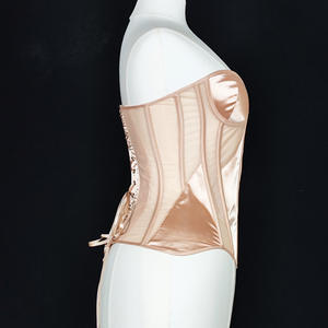 Top bustier en maille sans bretelles à décolleté plongeant pour femmes avec armatures en acier, corset à maintien ferme, respirant, pour les fêtes - Product Image 3