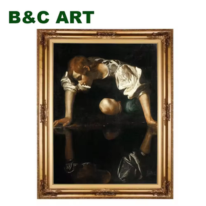 Pinturas de Arte Antiguo famoso con Marco: pintura al óleo clásica de Narciso masculino de Michelangelo Merisi Da Caravaggio - Product Image 2