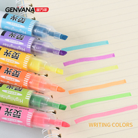 Stylo surligneur parfumé GENVANA en gros, pointe oblique 5 mm, écriture fluide, 6 couleurs pastel, promotionnel, pour l'école, le bureau, l'usine