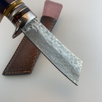 Petit couteau droit fait à la main en acier damas motif acier extérieur sauvage survie couteau de chasse couteau forgé martelé