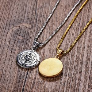 Men's Stainless Steel <b>Compass</b> Necklace With Gold Plating Personalised Male Jewellery Fashionable <b>Chain</b> Pendant <b>Compass</b> Pendants - Product Image 3