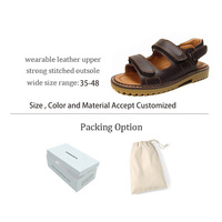 Grosir Sandal Kustom Mode Tinggi dengan Logo Sandal Kulit Mewah untuk Pria Coklat Desain Klasik Sandal Kasual Datar Pria